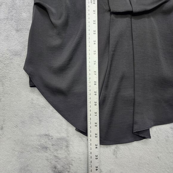 Renuar Top Womens XXL Black Sleeveless V-Neck Pleated Asymmetric Blouse Silky - Picture 8 of 9